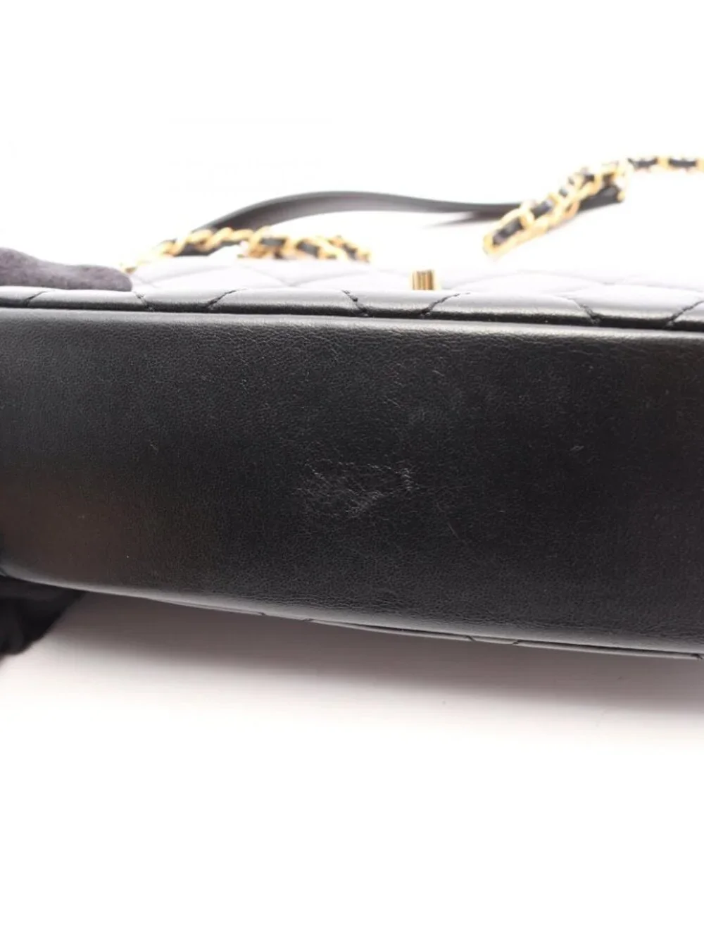Chanel Shoulder Bag Mini Flap Quilted Black Leather